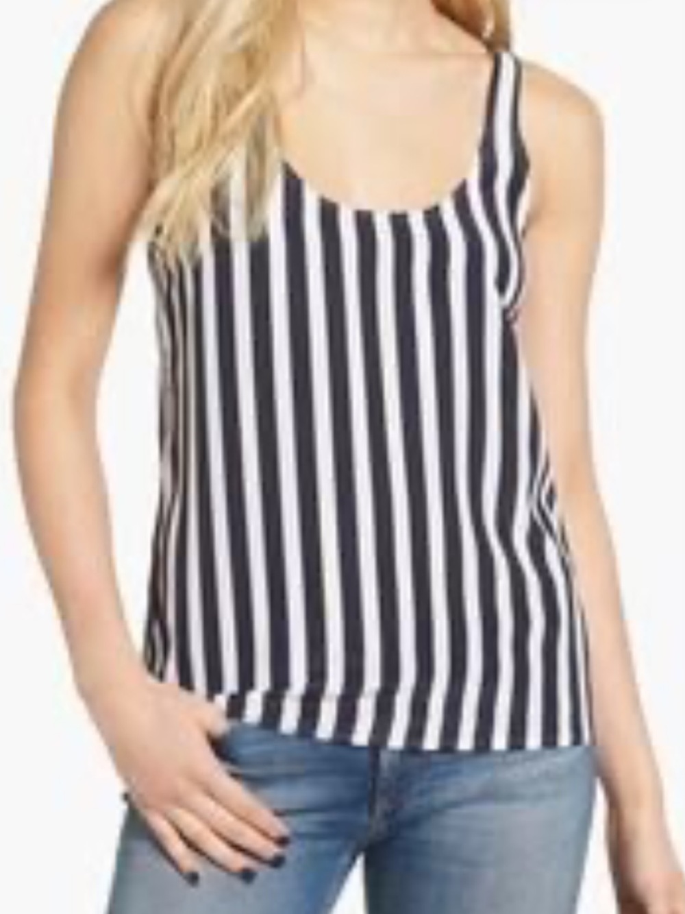 AG Adriano Goldschmied - The Breeze Tank Top. Blue and White Stripes. Small.